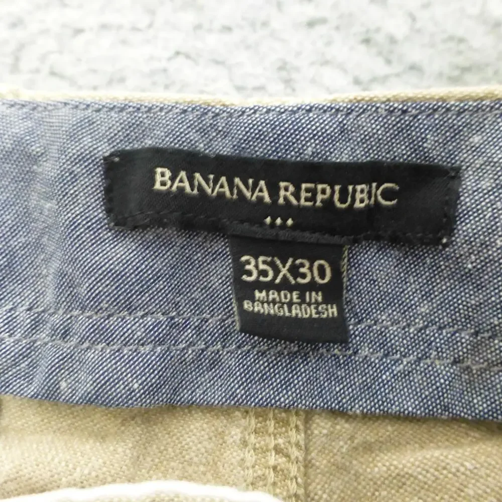 Banana Republic Pants Mens 35x30 Beige Linen Blend Chino Preppy Casual Straight